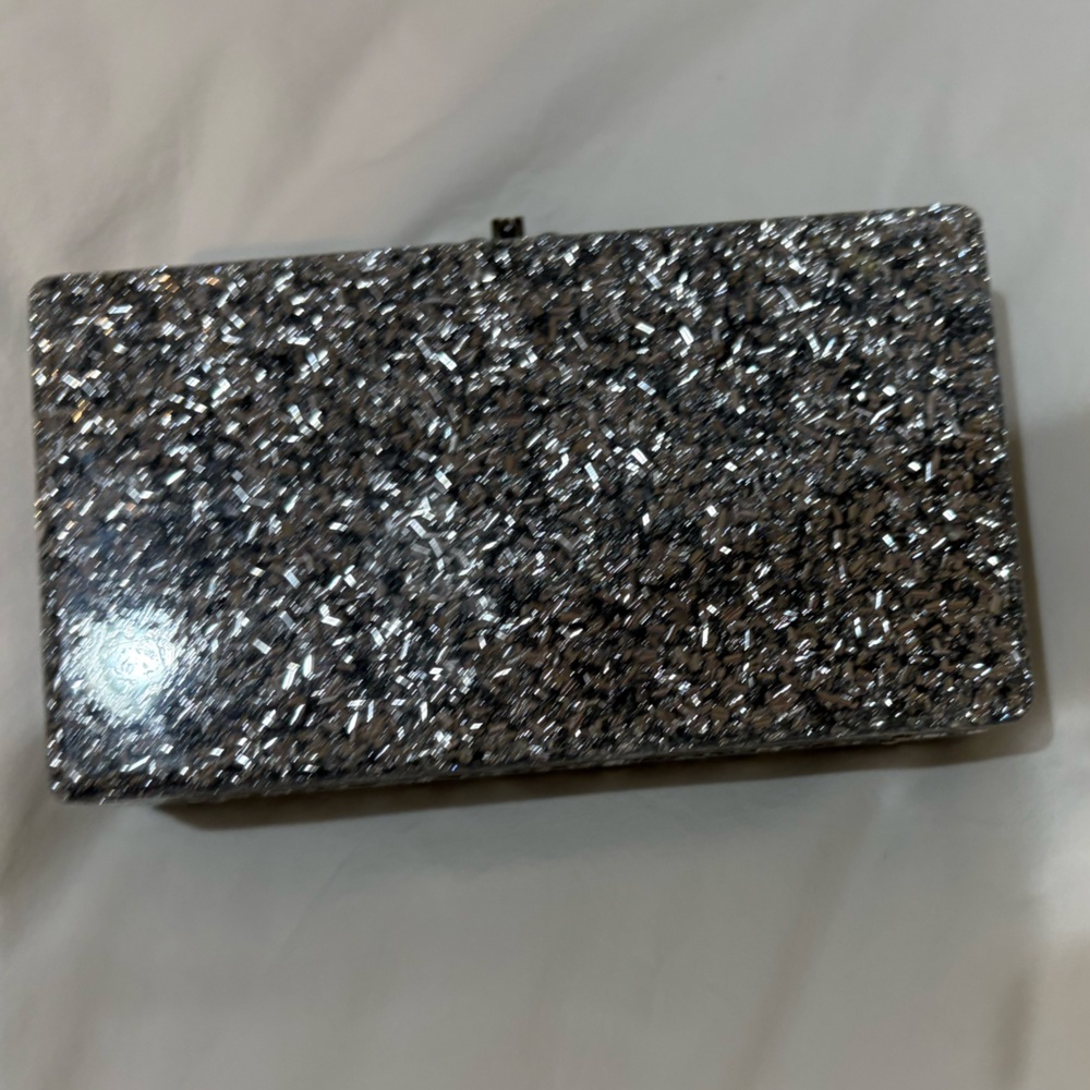 Silver glitter Edie Parker clutch in like new condition